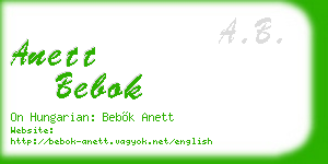 anett bebok business card